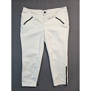 Lane Bryant White Ankle Cropped Pants Womens Size 22 Zip Detail Cropped Leg